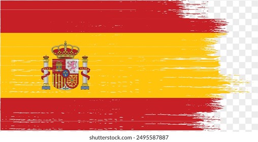 Pincel de bandera de España con textura aislado en png o fondo transparente. Ilustración vectorial  