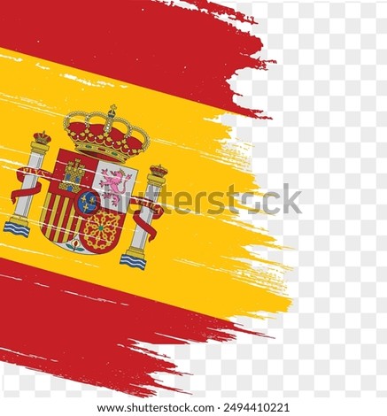 Spain flag brush paint textured isolated on png or transparent background. vector illustration  