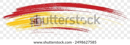 Spain flag brush paint textured isolated on png or transparent background. vector illustration  
