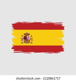 Spain Flag With Brush Stroke Background