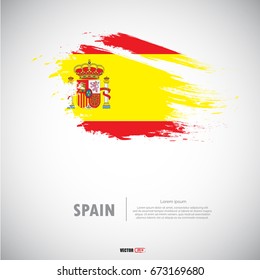 spain flag with  brush stroke background vector