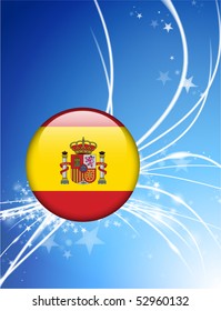 Spain Flag Button on Abstract Modern Light Background Original Illustration