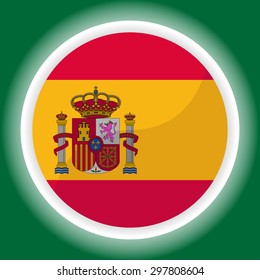 Spain flag button on green background