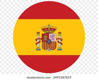 Spain flag button on png or transparent background. vector illustration. 