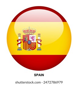 Botón de la bandera de ESPAÑA sobre fondo blanco