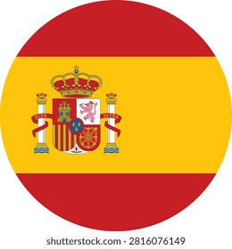 Spain flag button, round, circle PNG