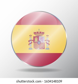 Spain flag button. Vector Round Icon - Illustration