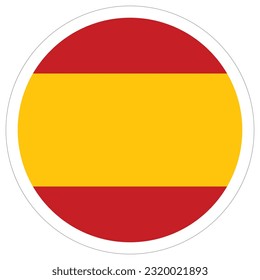 Spain flag in circle. Spanish flag in white frame circle.	
