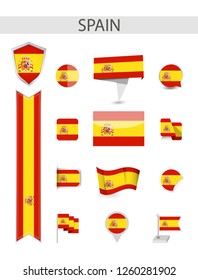 Spain Flag Collection. Flat flags vector illustration.