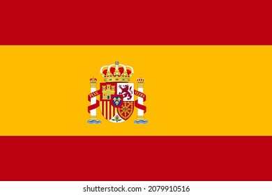 Bandera de España con intrincado escudo de armas