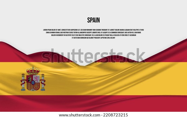 Spain flag design. Waving Spanish\
flag made of satin or silk fabric. Vector\
Illustration.