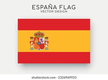 Spain flag. Detailed flag on white background. Vector illustration.