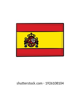 Spain flag in drawing style isolated vector. Hand drawn object illustration for your presentation, teaching materials or others.