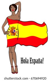 Spain flag dress on a beautiful girl
