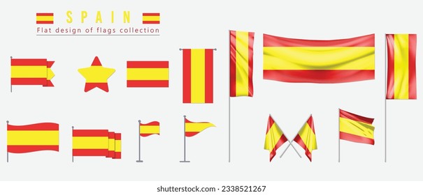 Spain flag, flat design of flags collection