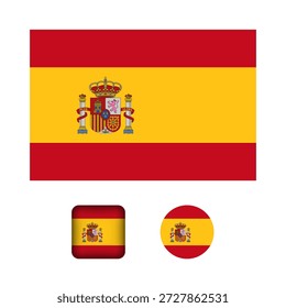 Colección de iconos planos de la bandera de España