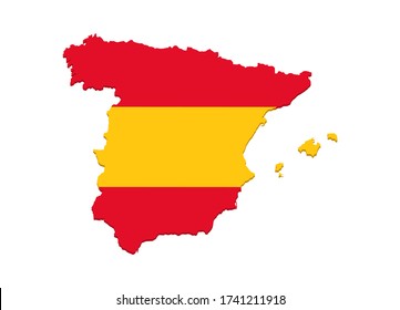 Spain Flag Flat Vector Map