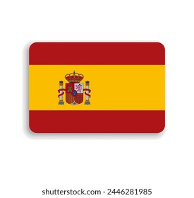 Spain flag - flat vector rectangle with rounded corners and dropped shadow.