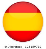 Spain Flag Glossy Button,Vector.