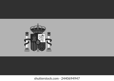 Spain flag - greyscale monochrome vector illustration. Flag in black and white