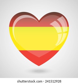 Spain Flag Heart Glossy Button