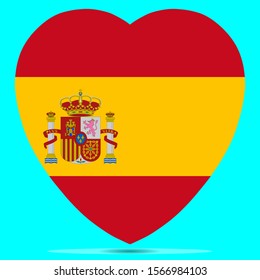 Spain Flag In Heart Shape Vector