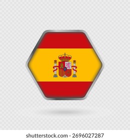 Spain flag in a hexagon frame.