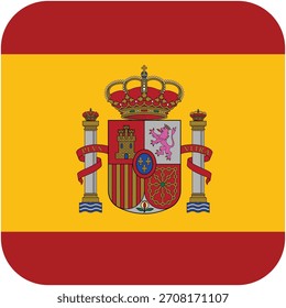 Ícone da Bandeira da Espanha - Vermelho Amarelo Vermelho com Brasão de Armas