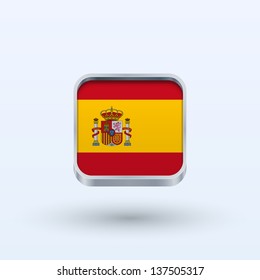 Spain flag icon square form on gray background. Vector illustration.