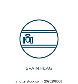 spain flag icon. Thin linear spain flag outline icon isolated on white background. Line vector spain flag sign, symbol for web and mobile