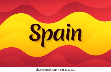 Spain flag icon vector design. Abstract liquid gradient background. Trendy layered backdrop.