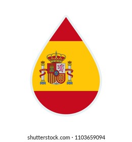 Spain flag icon. Water icon. Drop water. Spain badge. Flag drop.