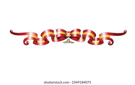 Spain Flag illustration vector like a ribbon in Fileteado Porteño Style