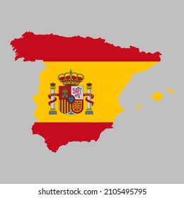 Spain flag inside the Spanish map borders vector illustration 