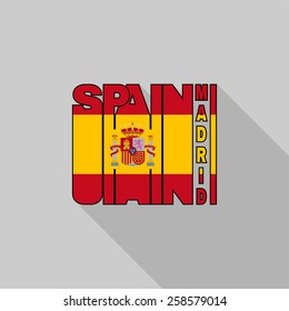 Spain flag of the letters typography, t-shirt graphics, flat design.