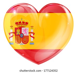 Spain flag love heart concept with the Spanish flag in a heart shape 