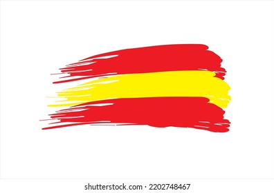 spain flag made from brush stroke , grunge style , vector illustration