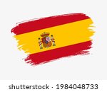 Spain flag made in textured brush stroke. Patriotic country flag on white background
