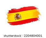 Spain flag made in textured brush stroke. Patriotic country flag isolated on white background for National Day of Spain, October 12. Vector Illustration