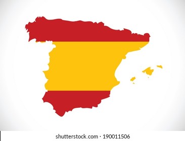 Spain Flag And Map Country Shape Idea Design