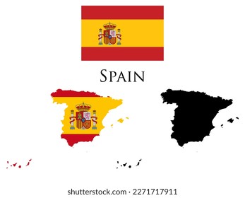 spain Flag and map illustration vector 