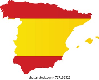 Spain flag with map inside, vector illustration