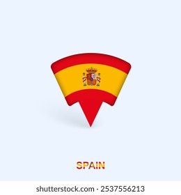 Spain Flag Map Pointer Design with Shadow. Vector illustrator.