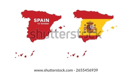  spain flag and map set. spain flag in official colors and proportions., map