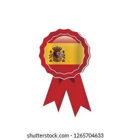 Spain flag medal vector design.  Realistic 3D red color