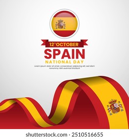 Spain flag for spain national day banner background with waving ribbon flag