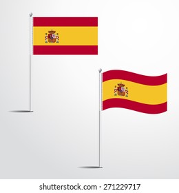 The Spain Flag Normal And Waving Flag Set | Abstract Flag Vector Eps 10