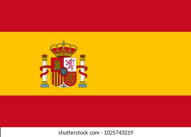 Spain flag with official colors and the aspect ratio of 2:3 .Accurate flat vector illustration.