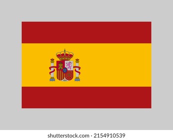 Bandera de España, colores oficiales y proporción. Ilustración vectorial.