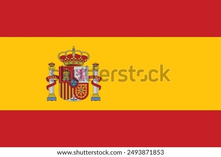 Spain flag official isolated on png or transparent background vector illustration.  